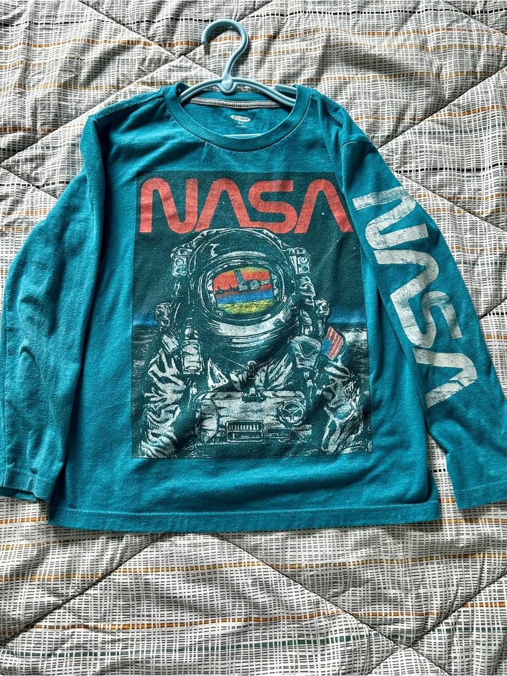 Old Navy Teal Kids' NASA Graphic Long-Sleeve Tee